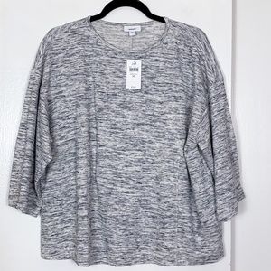 J. Jill Gray Heathered Short Sleeve Sweatshirt Top